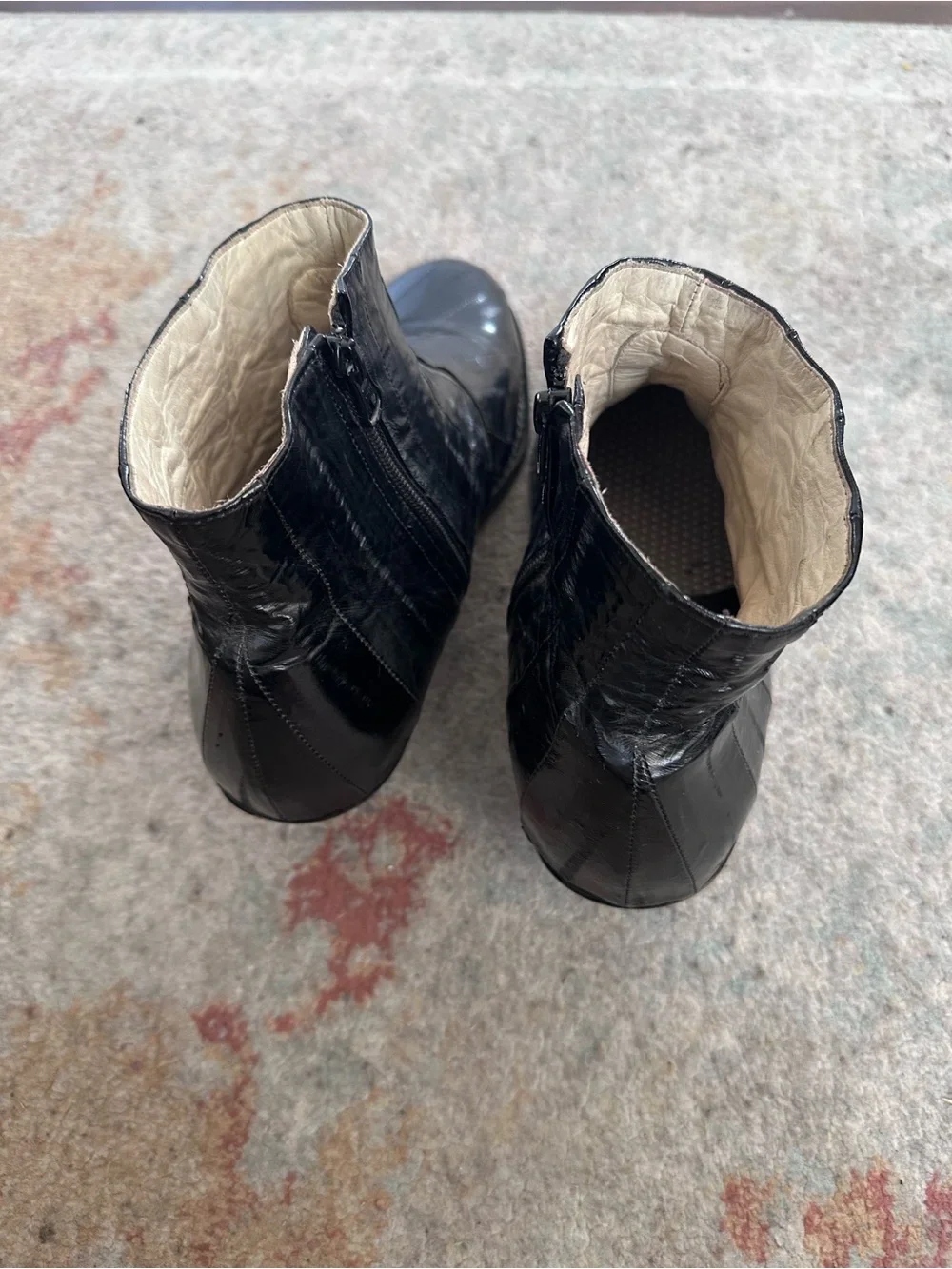 VintageBlack Eel Leather Chelsea Ankle Boots